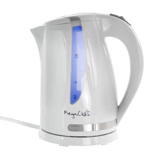 MegaChef 1.7L White Plastic Electric Tea Kettle